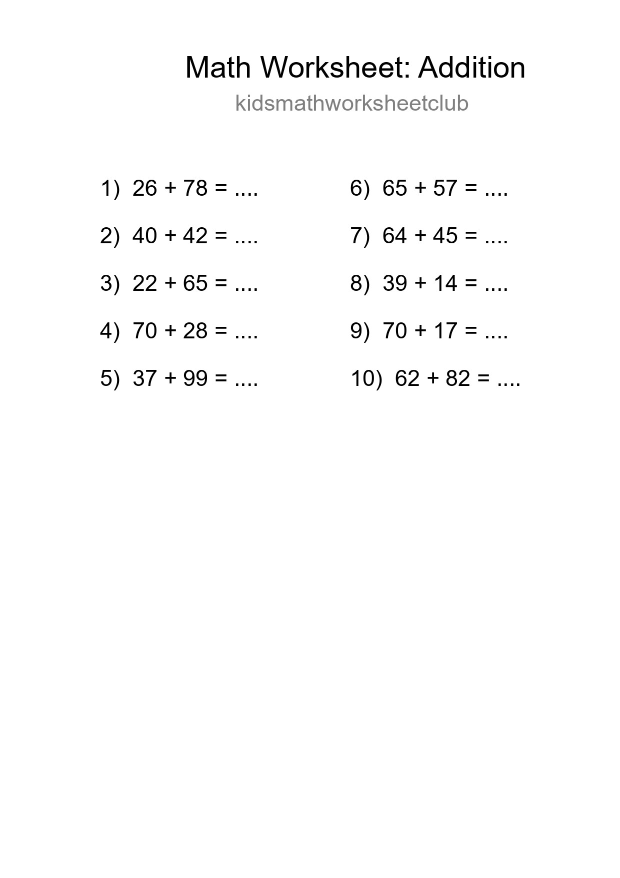 Free 10 Addition Math Worksheet For Grade 3 - Part 166