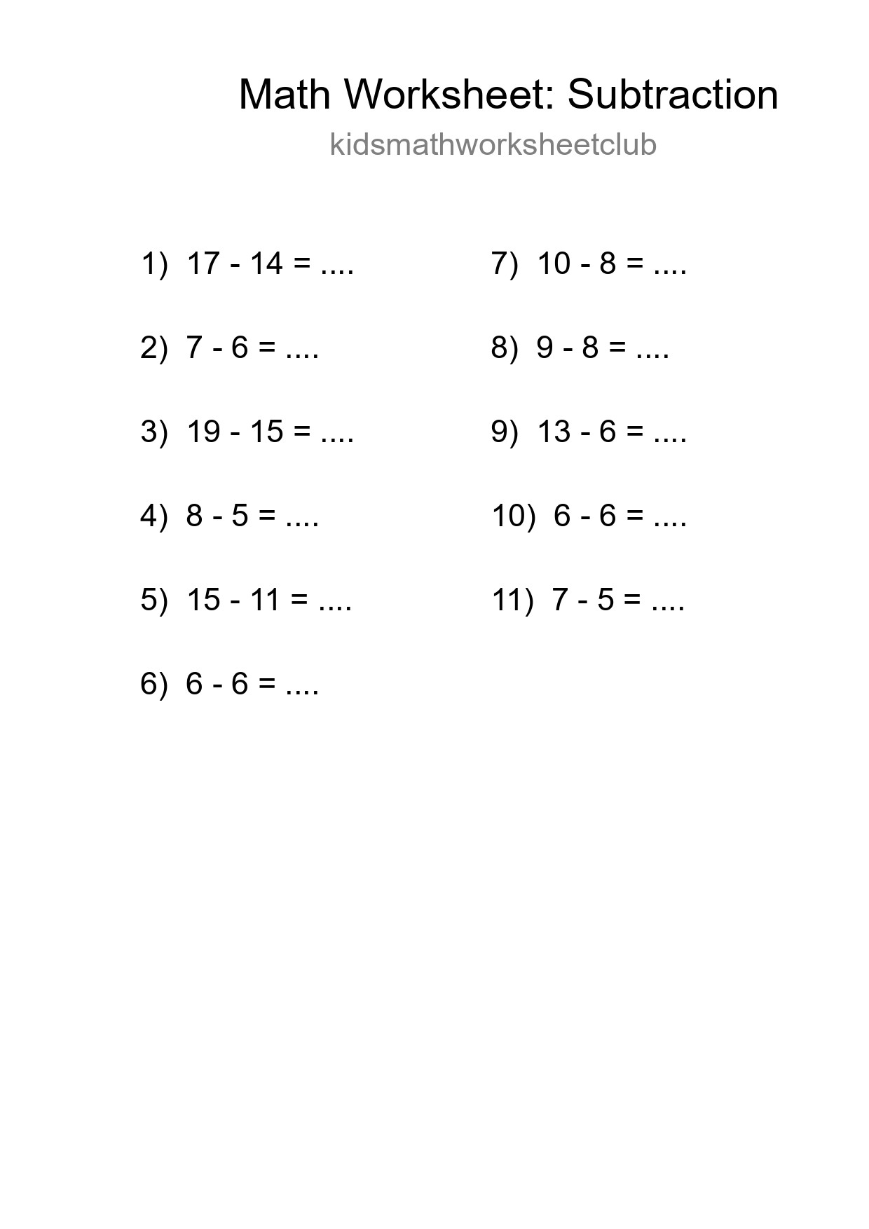 Free 11 Subtraction Math Worksheet For Grade 2 - Part 74
