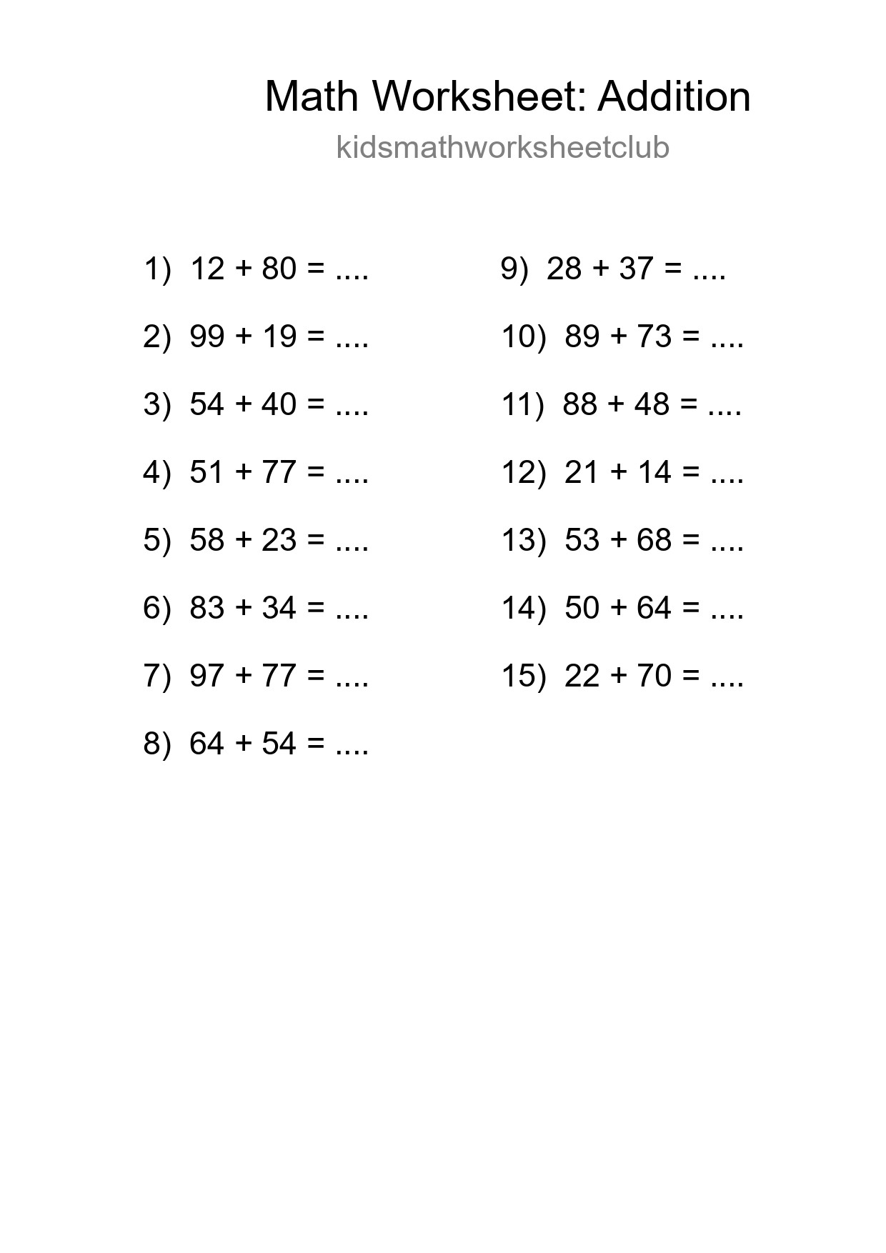 Free 15 Addition Math Worksheet For Grade 3 With Answers - Part 177