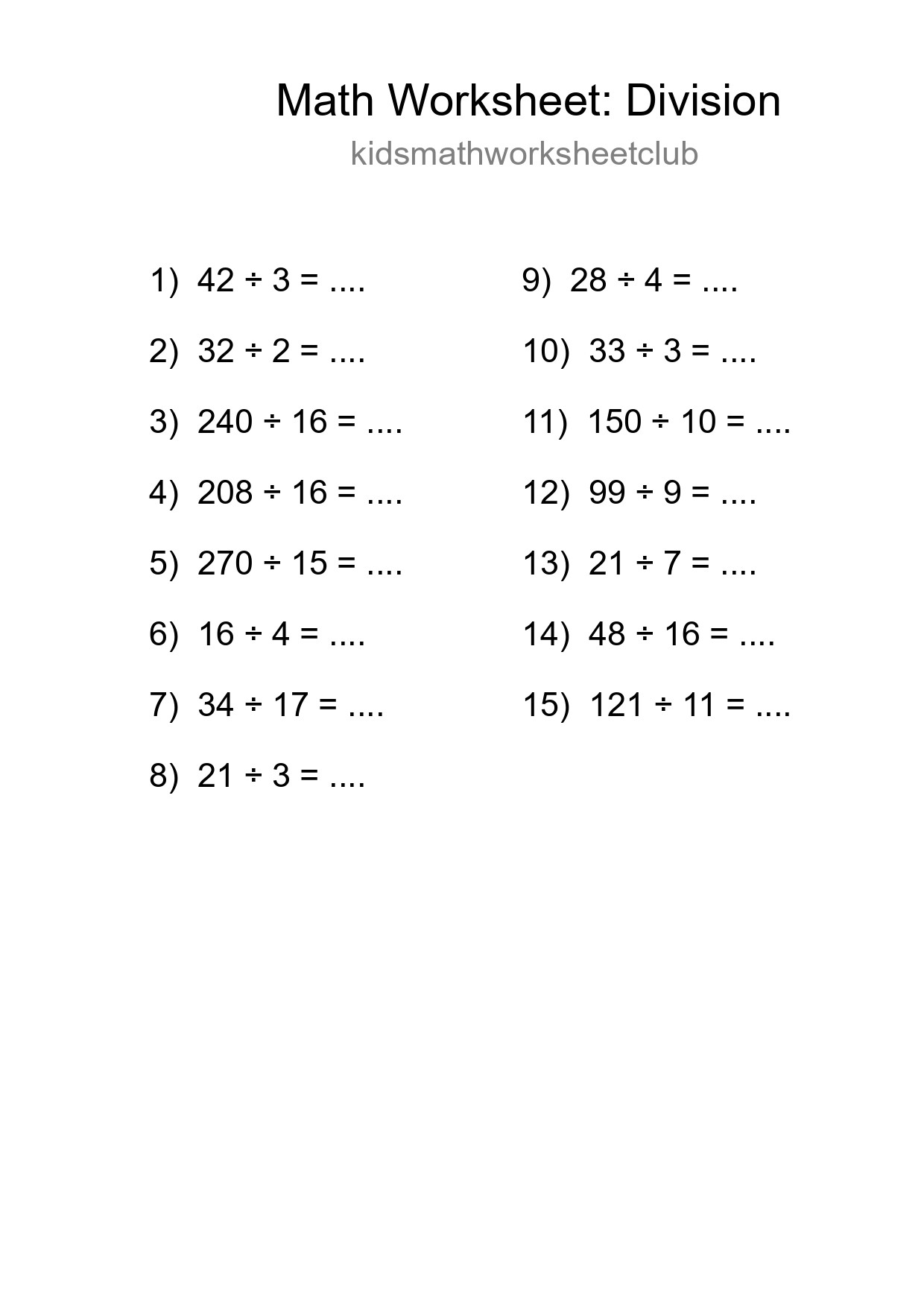 Free 15 Division Math Worksheet For Grade 2 - Part 103