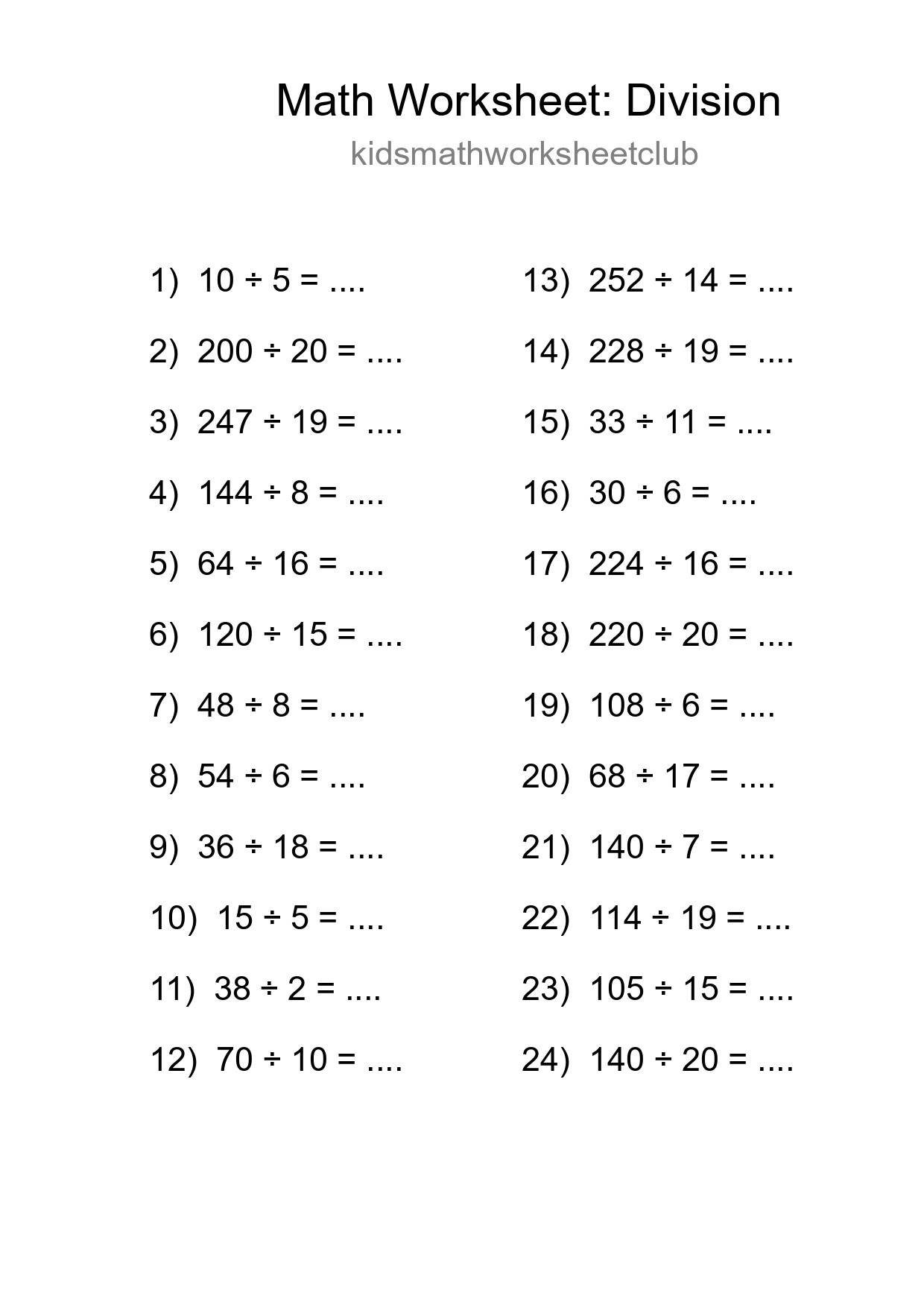 Free 24 Division Math Worksheet For Grade 2 - Part 257