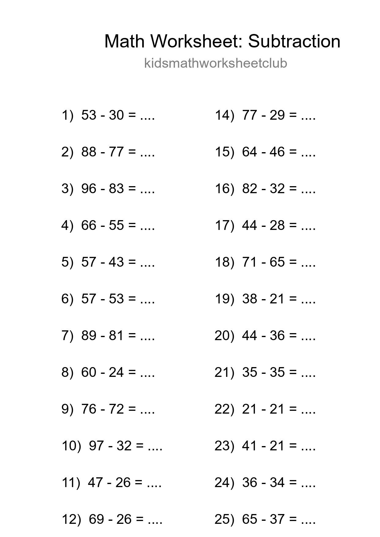 Free 25 Subtraction Math Worksheet For Grade 3 With Answers - Part 261