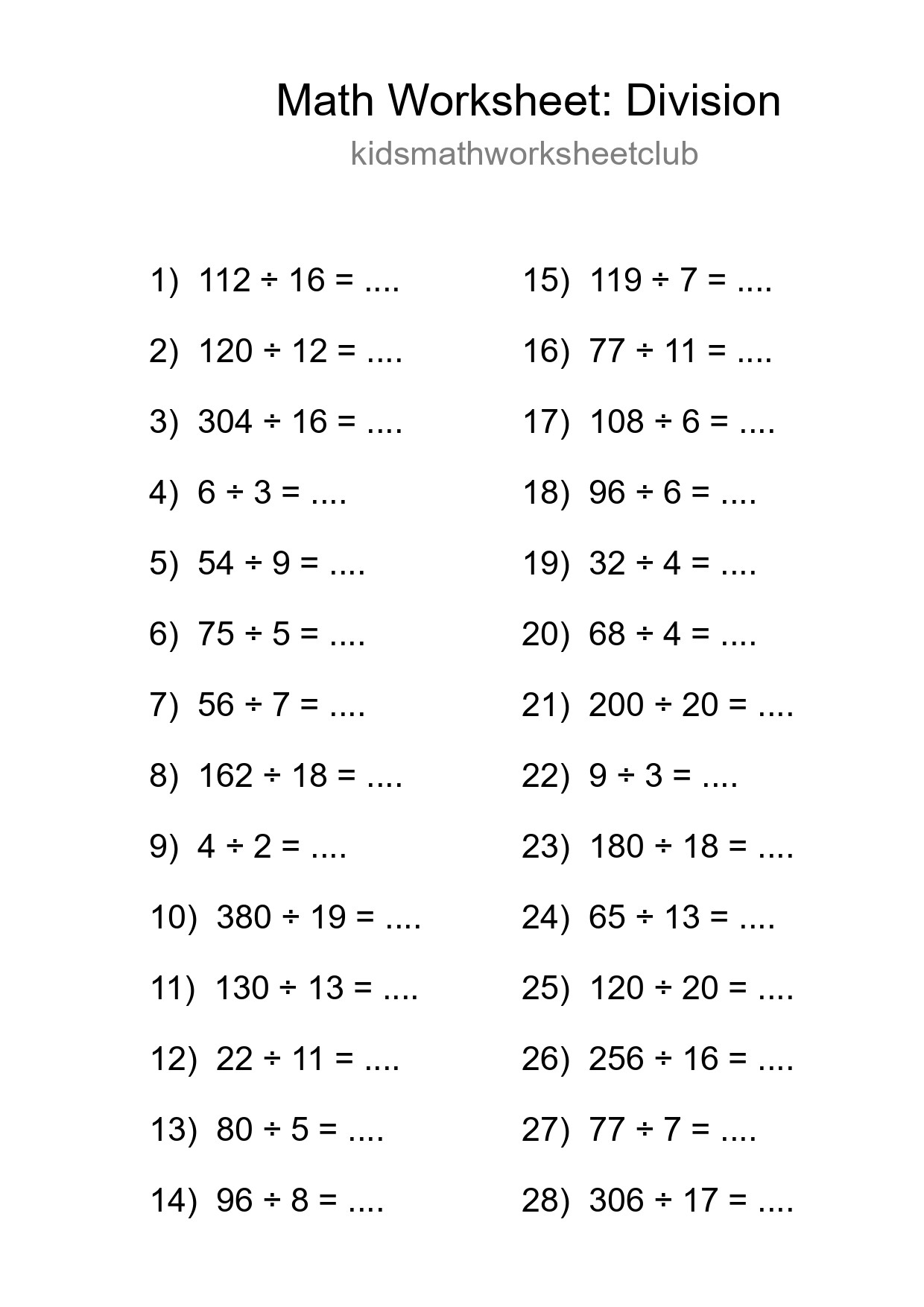Free 28 Division Math Worksheet For Grade 2 With Answers - Part 290
