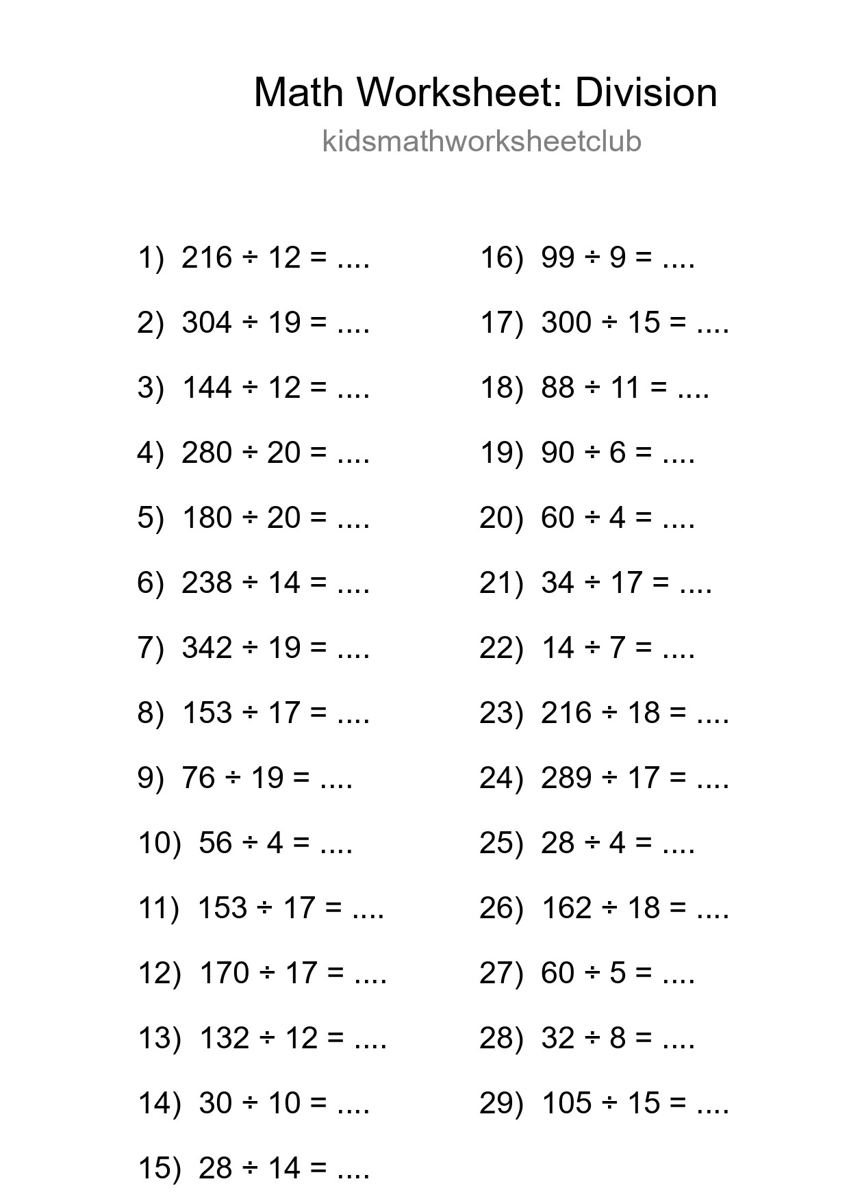 Free 29 Division Math Worksheet For Grade 2 - Part 180