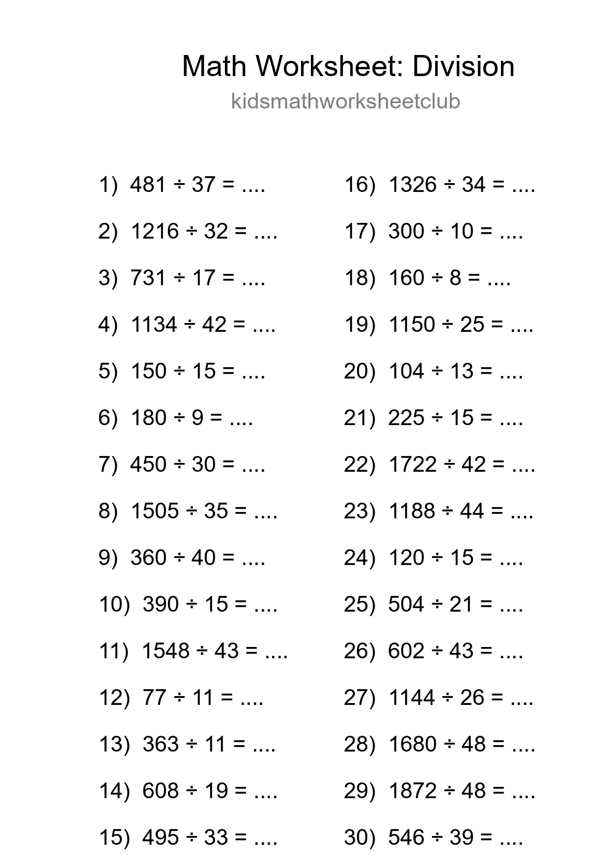 Free 30 Division Math Worksheet For Grade 2 With Answers - Part 147