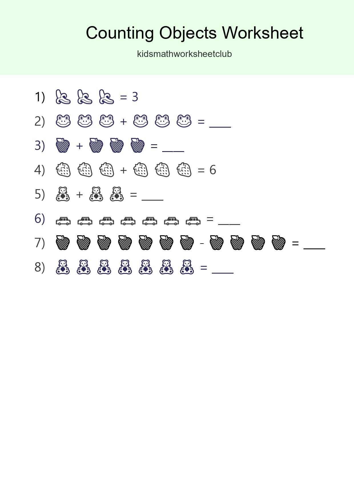 Free Counting Objects Worksheet For Kindergarten - Part 102
