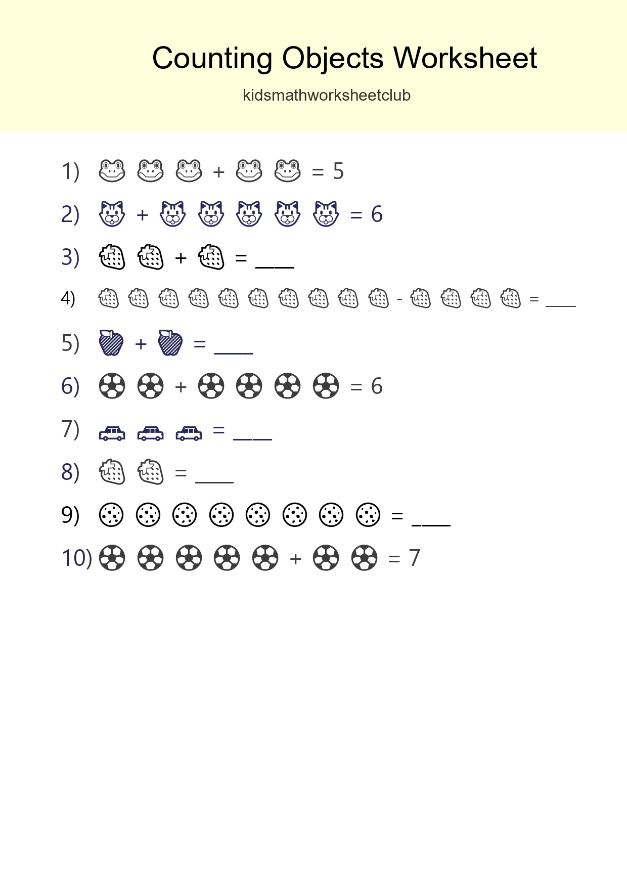 Free Counting Objects Worksheet For Kindergarten - Part 124