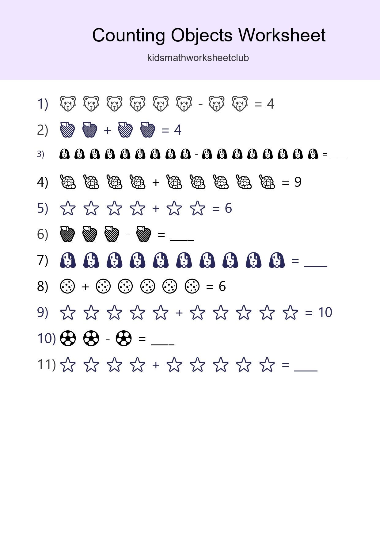 Free Counting Objects Worksheet For Kindergarten - Part 179