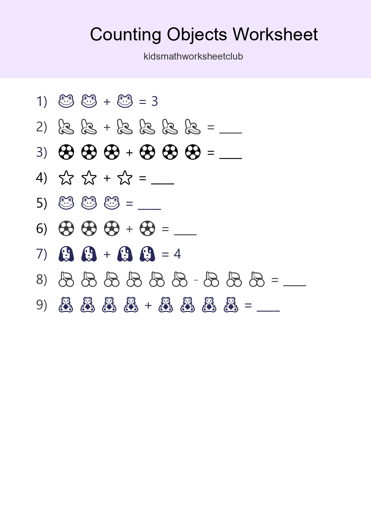 Free Counting Objects Worksheet For Kindergarten - Part 201