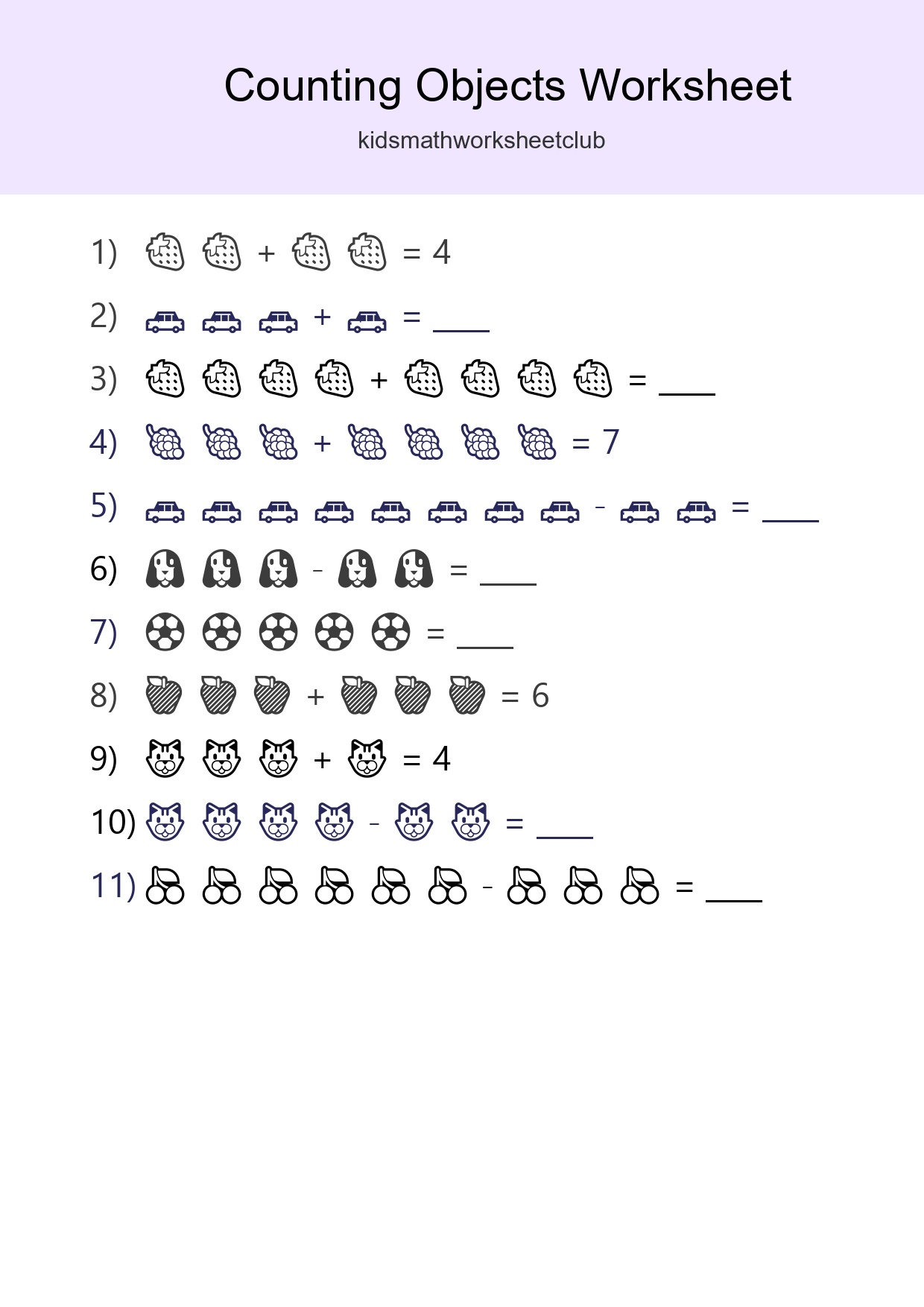 Free Counting Objects Worksheet For Kindergarten - Part 300