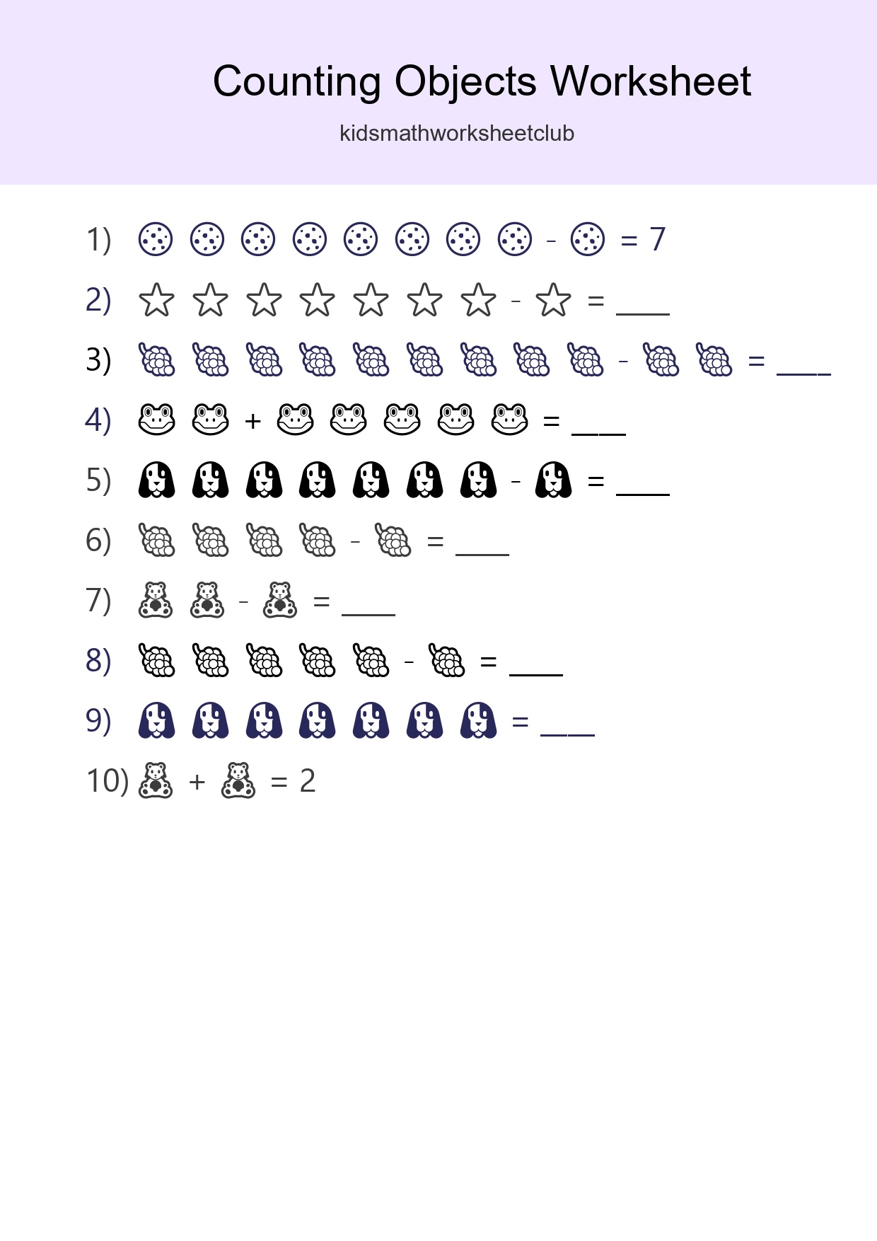 Free Counting Objects Worksheet For Kindergarten - Part 91