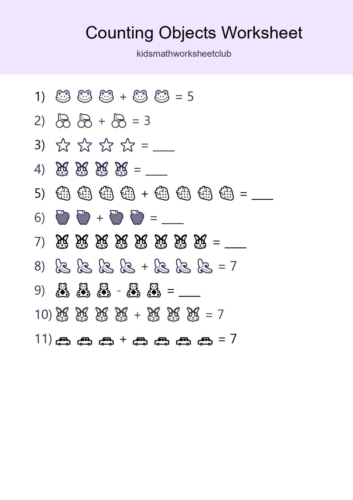 Free Counting Objects Worksheet For Kindergarten Printable - Part 278