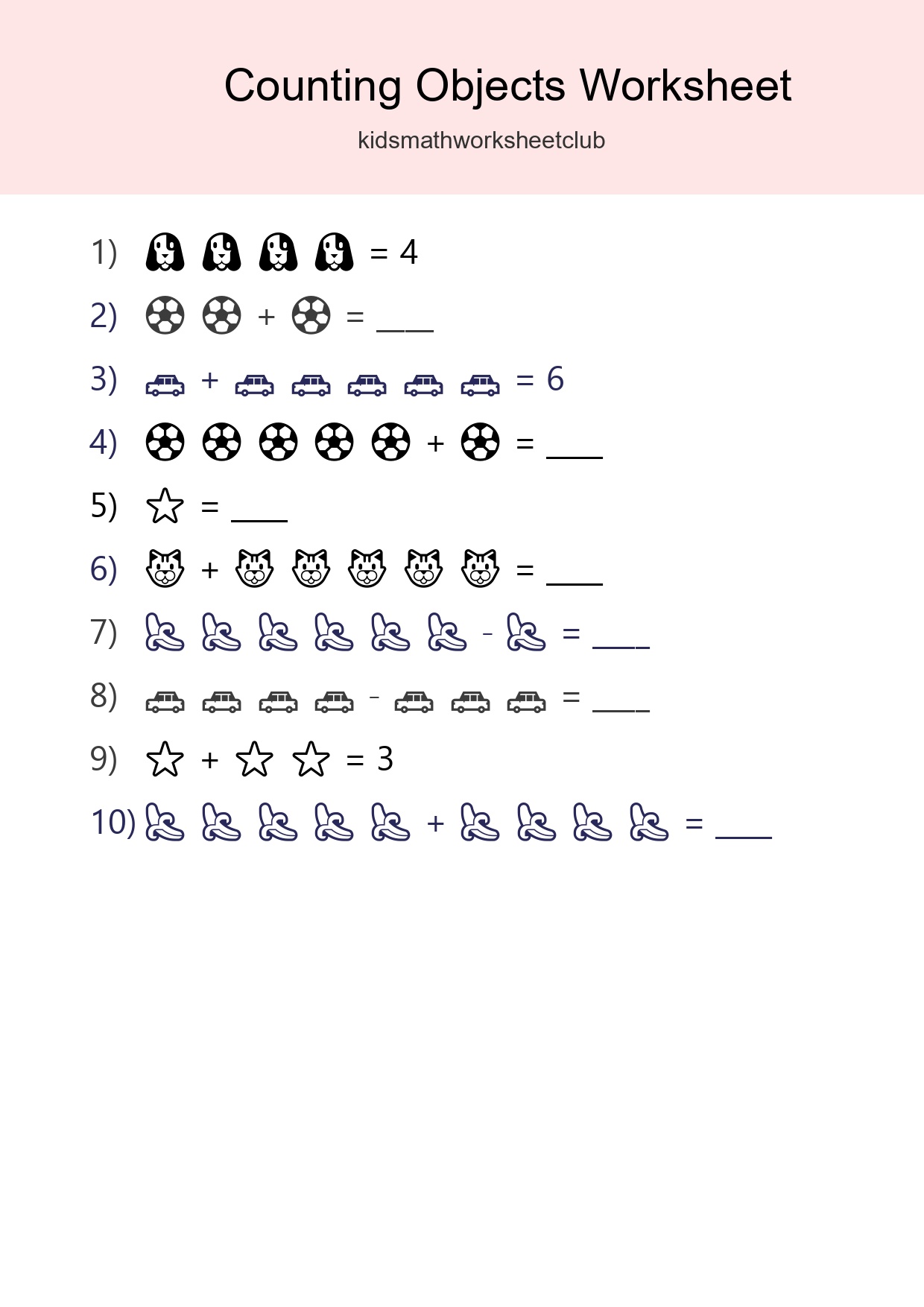 Free Counting Objects Worksheet For Kindergarten Printable - Part 69