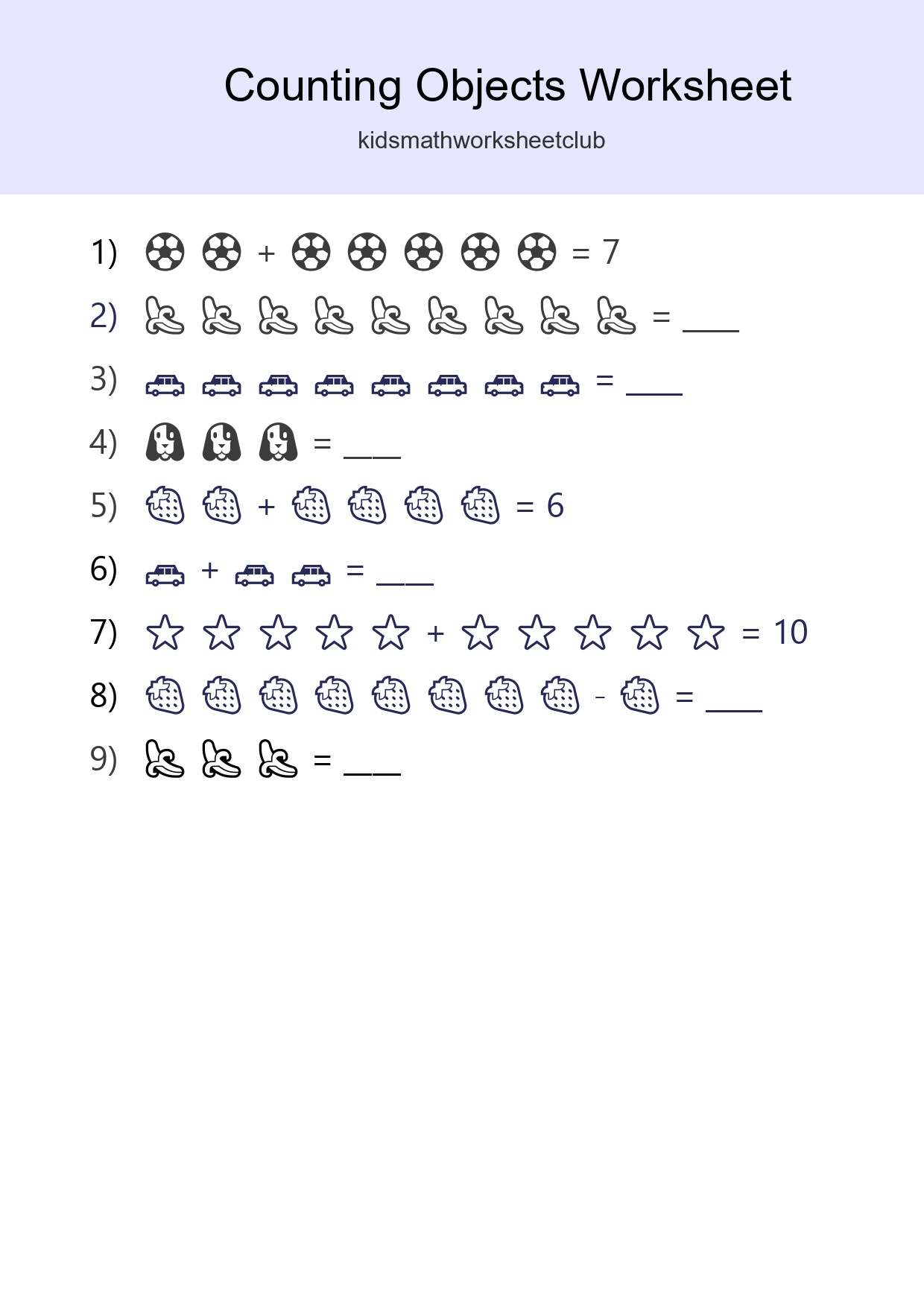 Free Counting Objects Worksheet For Kindergarten Printable - Part 80