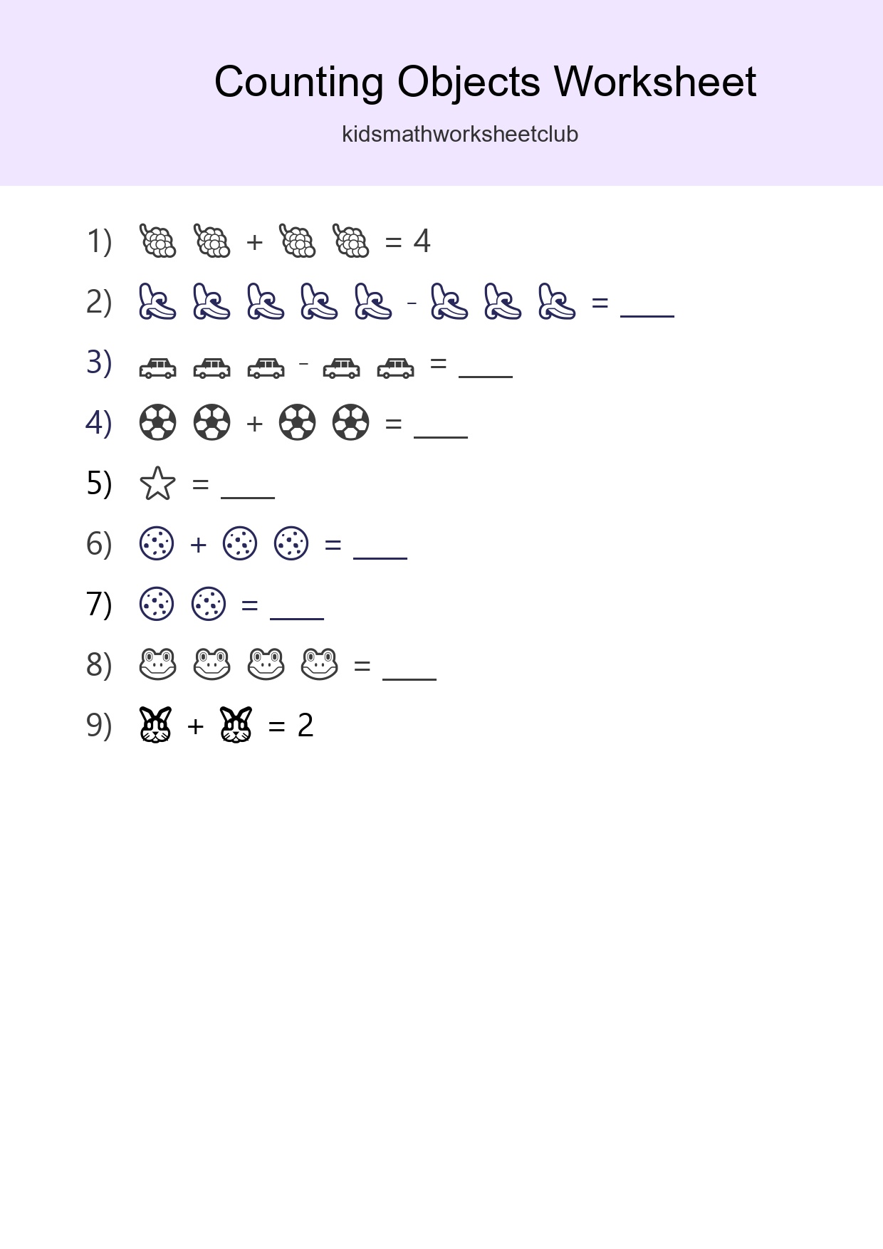 Free Counting Objects Worksheet For Pre-K - Part 135