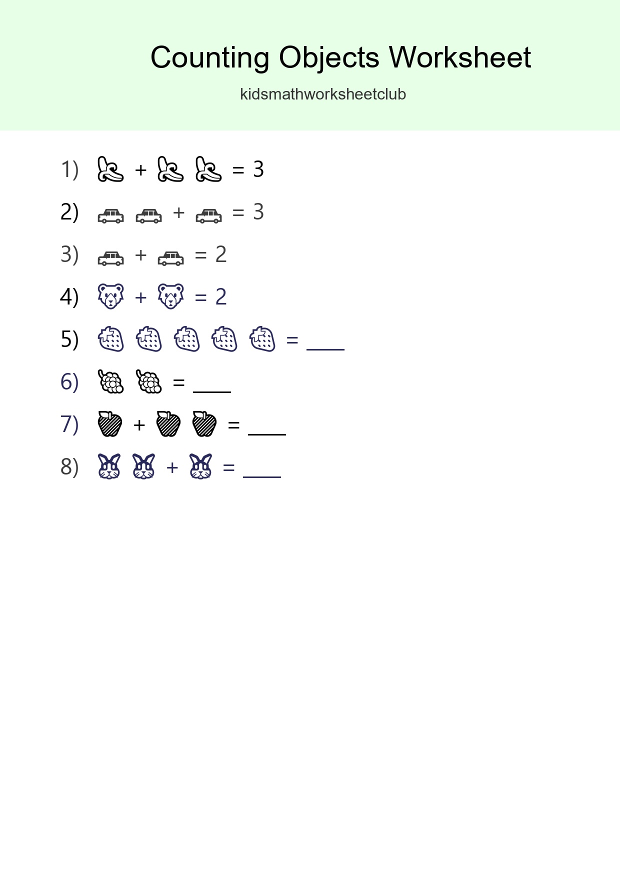 Free Counting Objects Worksheet For Pre-K - Part 245