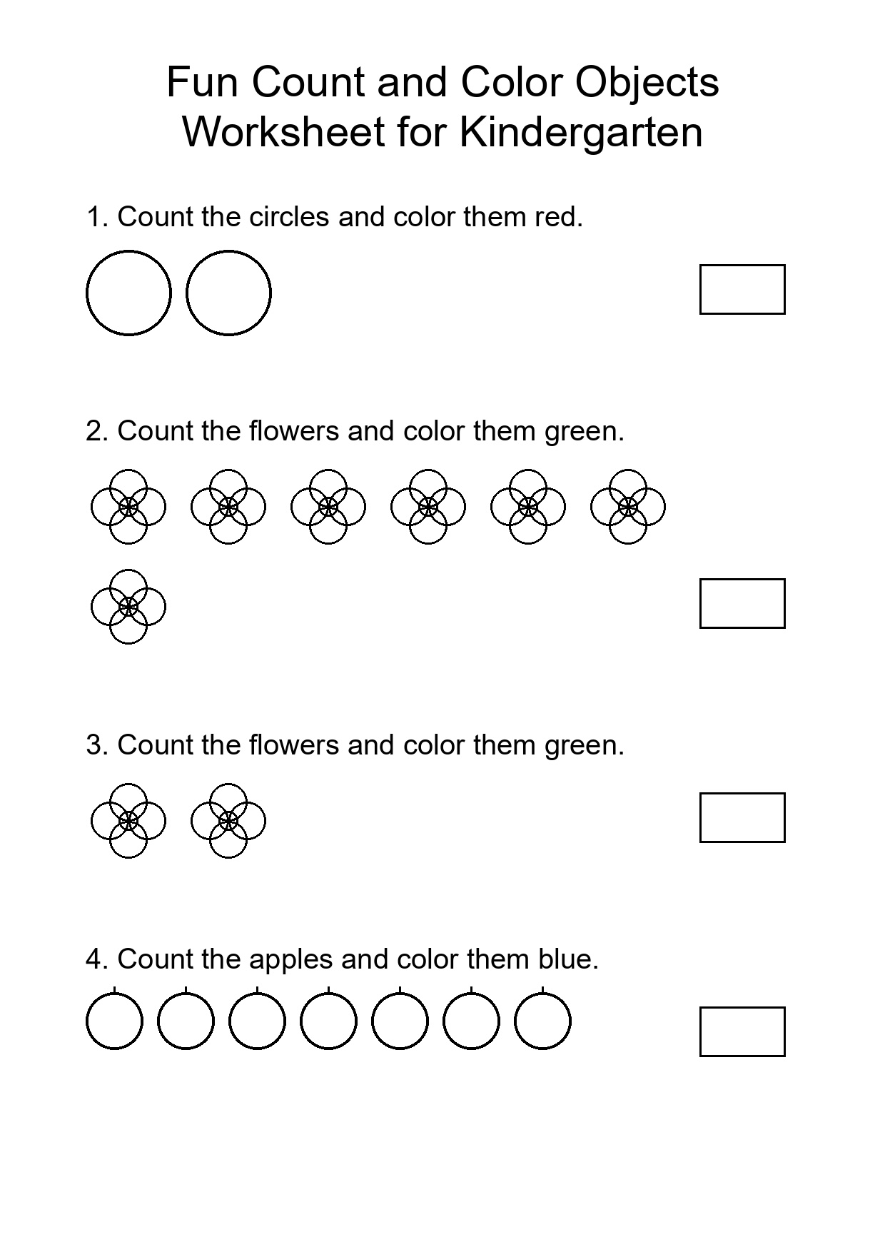 Fun Count and Color Objects Worksheet for Kindergarten