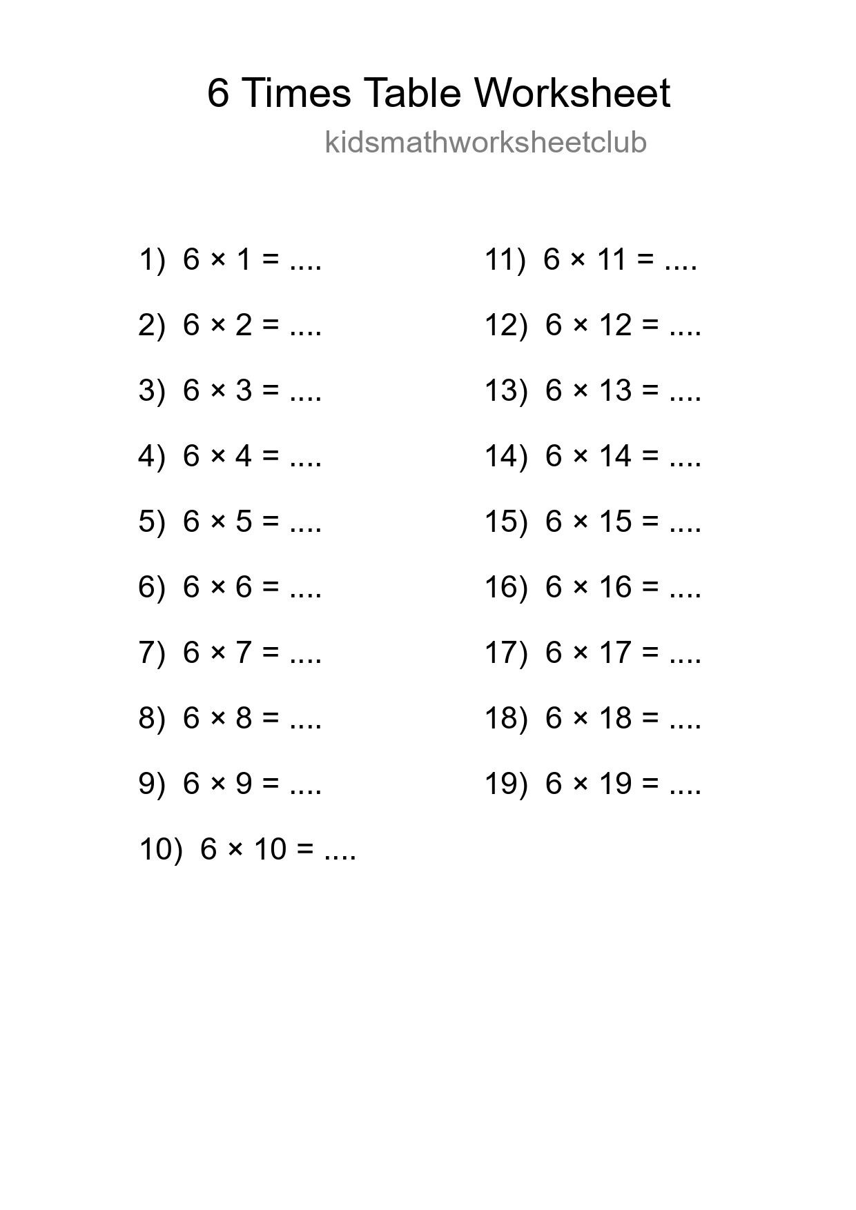 Grade 3 Multiplication Table 6 Practice - Part 295