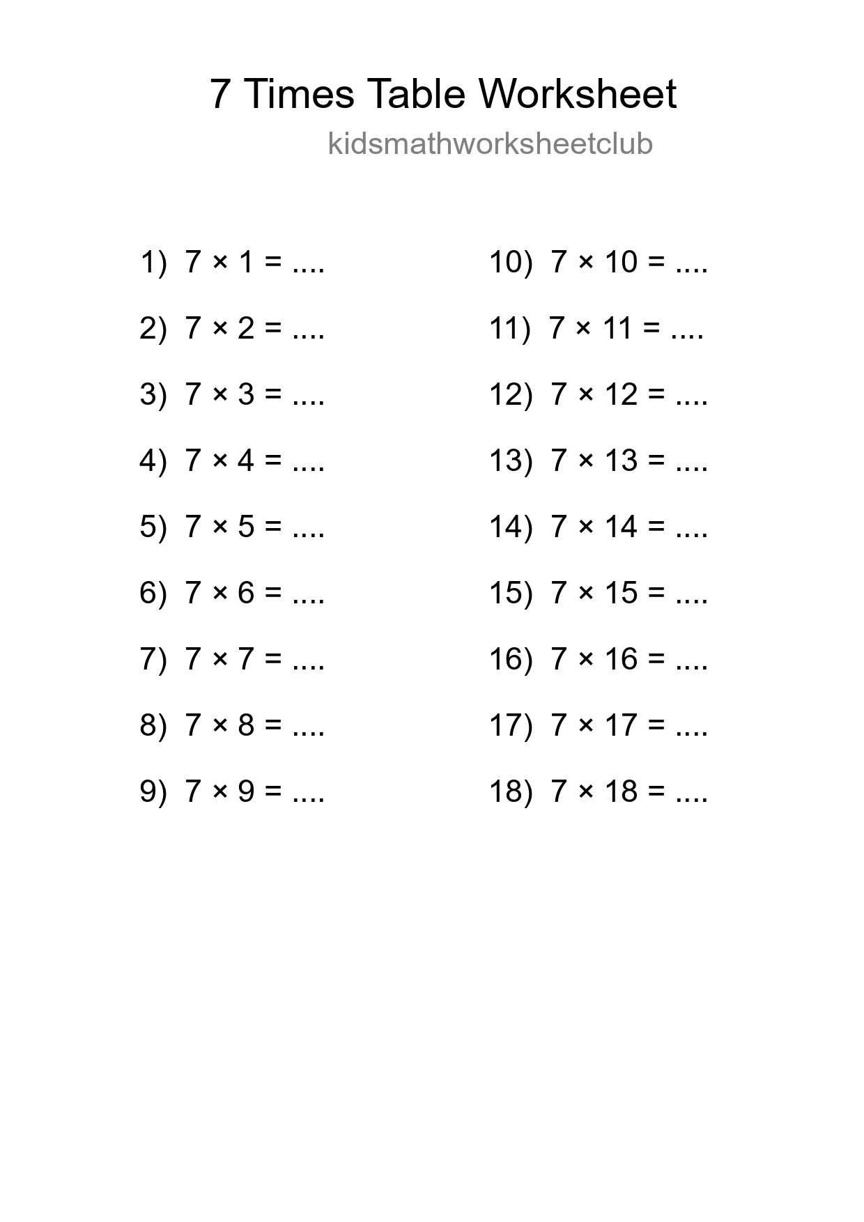 Grade 3 Multiplication Table 7 Practice - Part 185