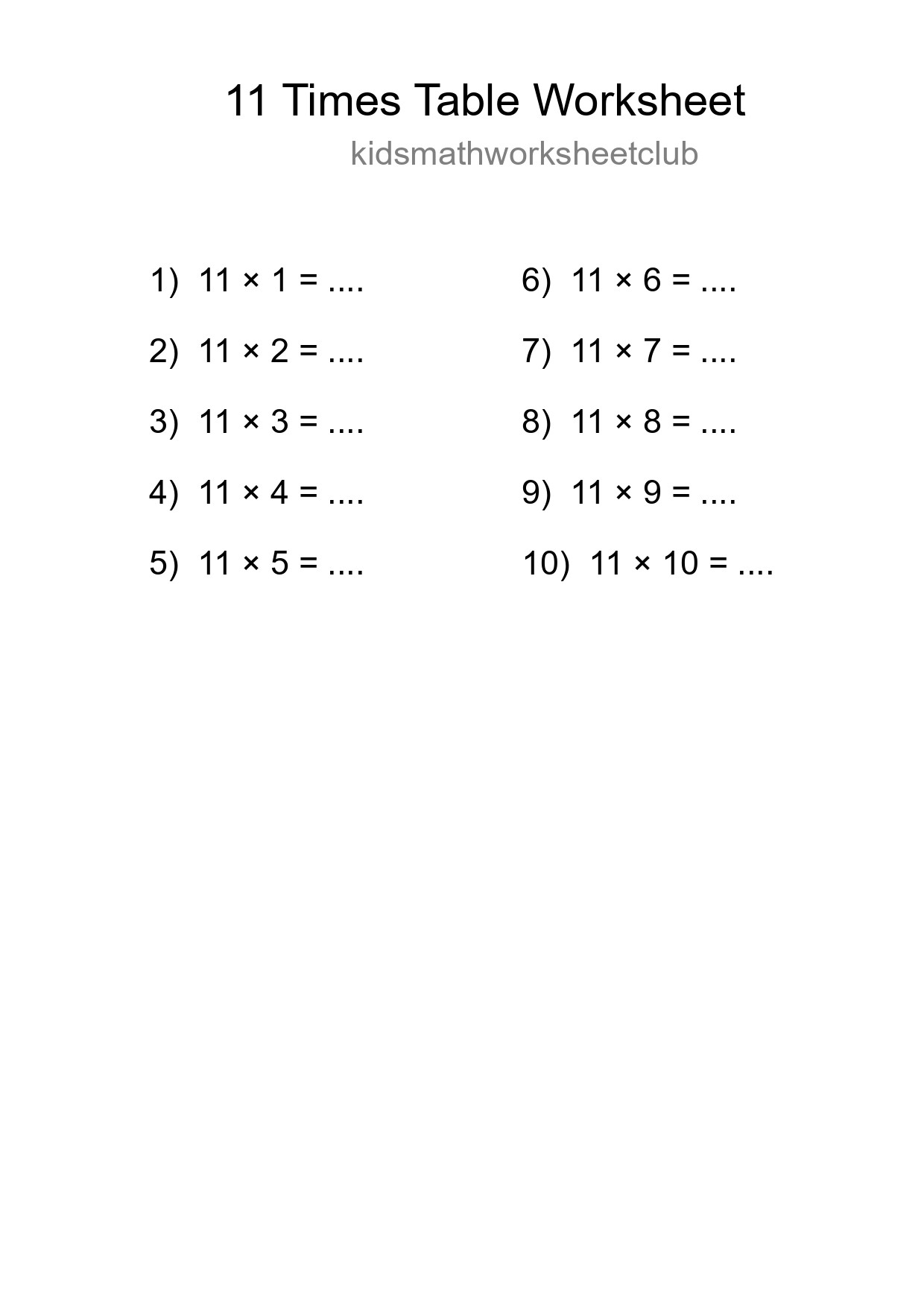 Grade 4 Multiplication Table 11 Practice - Part 207
