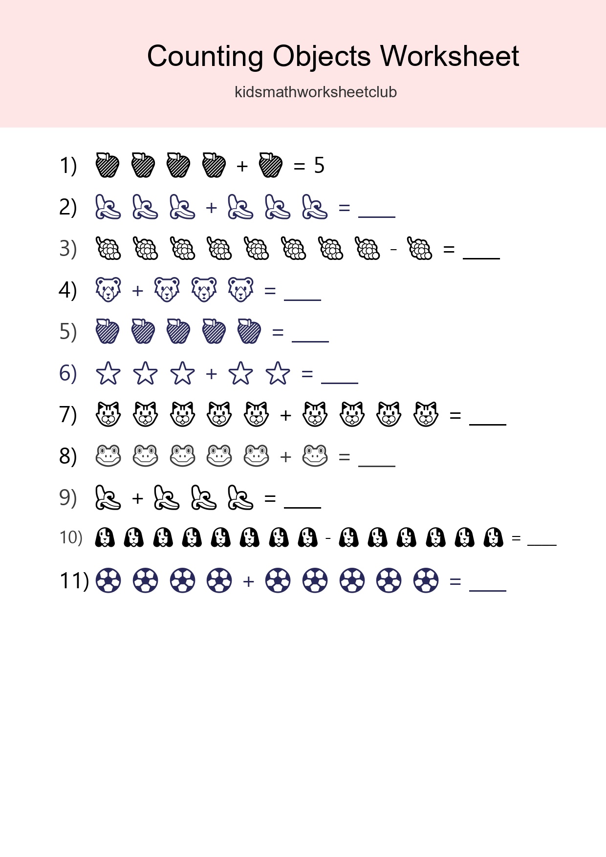 Learn Counting With Pictures Worksheet (Kindergarten) - Part 113