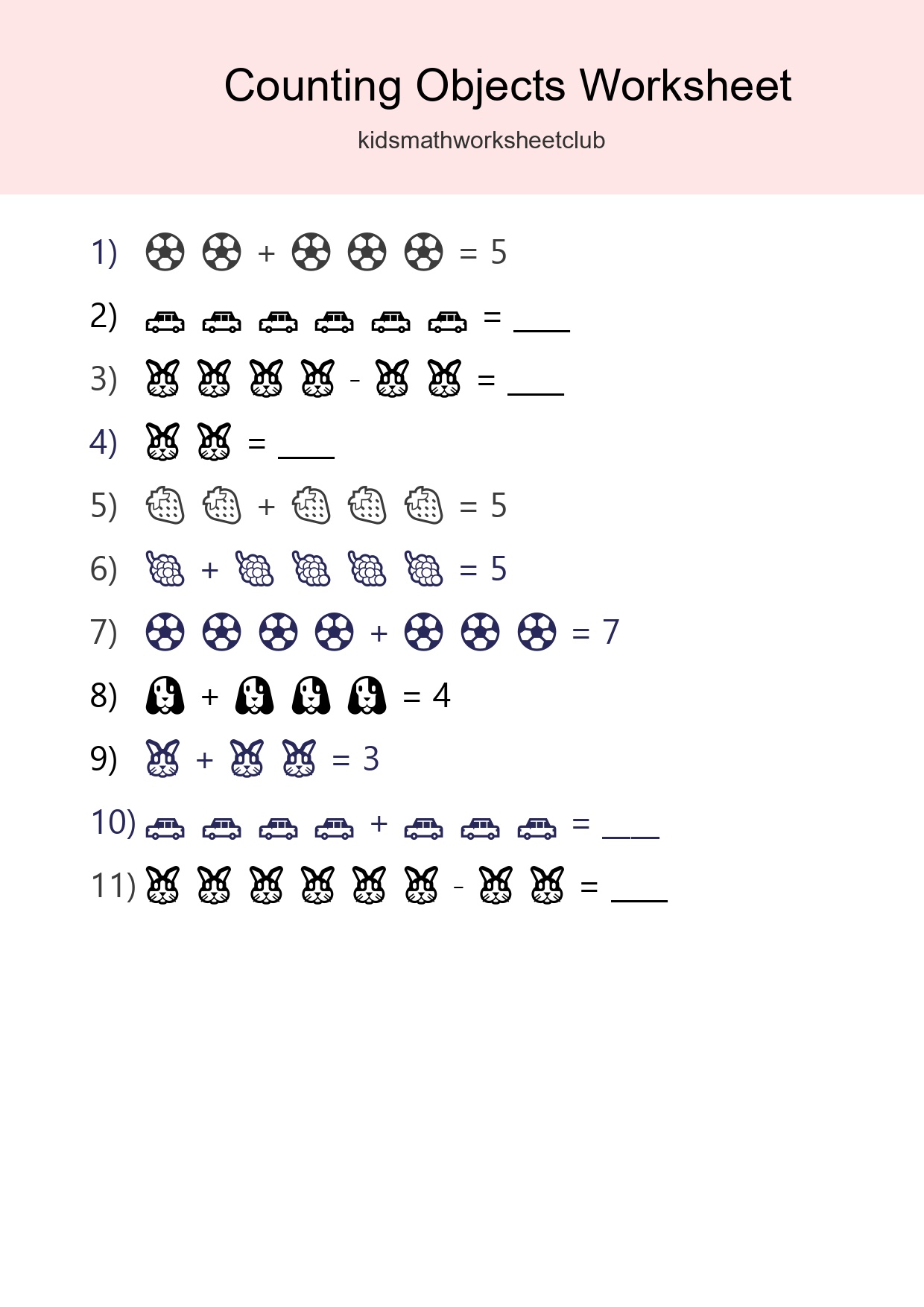 Learn Counting With Pictures Worksheet (Kindergarten) - Part 190
