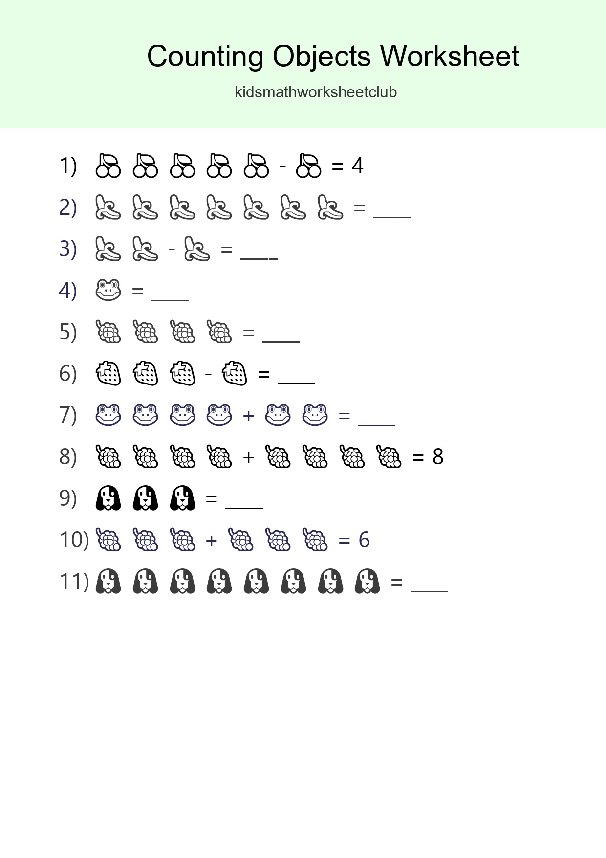 Learn Counting With Pictures Worksheet (Kindergarten) - Part 25