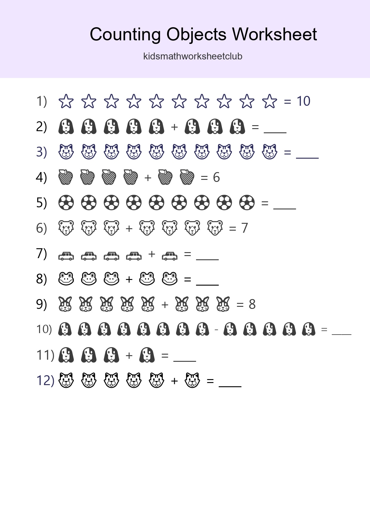 Learn Counting With Pictures Worksheet (Kindergarten) - Part 36