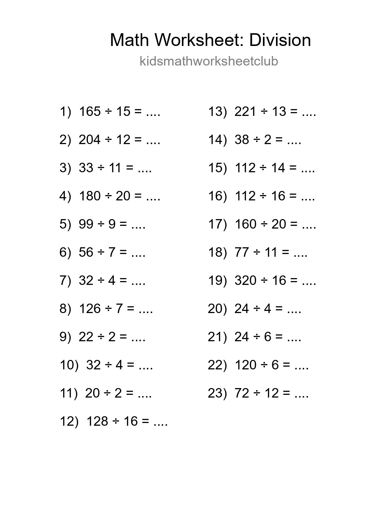 Printable Free 23 Division Math Worksheet For Grade 2 - Part 92